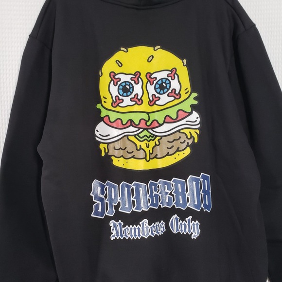 Members Only Spongebob Squarepants Hoodie Sweatshirt Mens Medium Black Oversized - Picture 11 of 16